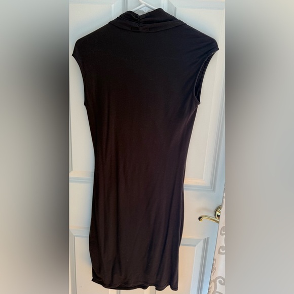 Ro & De Black Drape Front Ruched Bodycon Mini Dress | Size Small - Picture 4 of 4